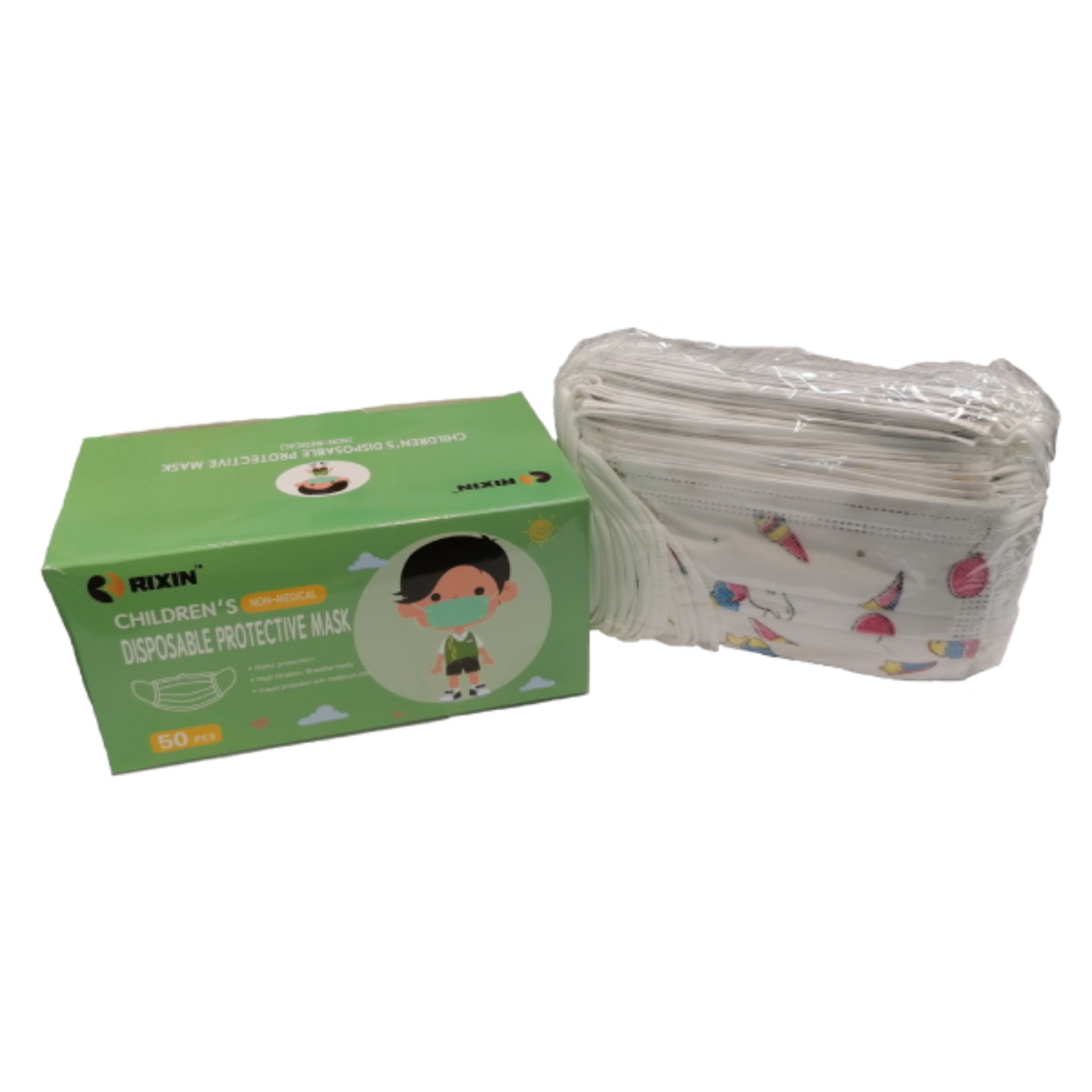 M�scara Crian�a Descart�vel Unic�rnios 50 unidades