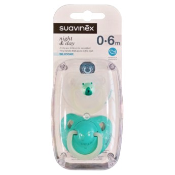 Suavinex Chupetas Night & Day Silicone Branco / Verde 0-6M