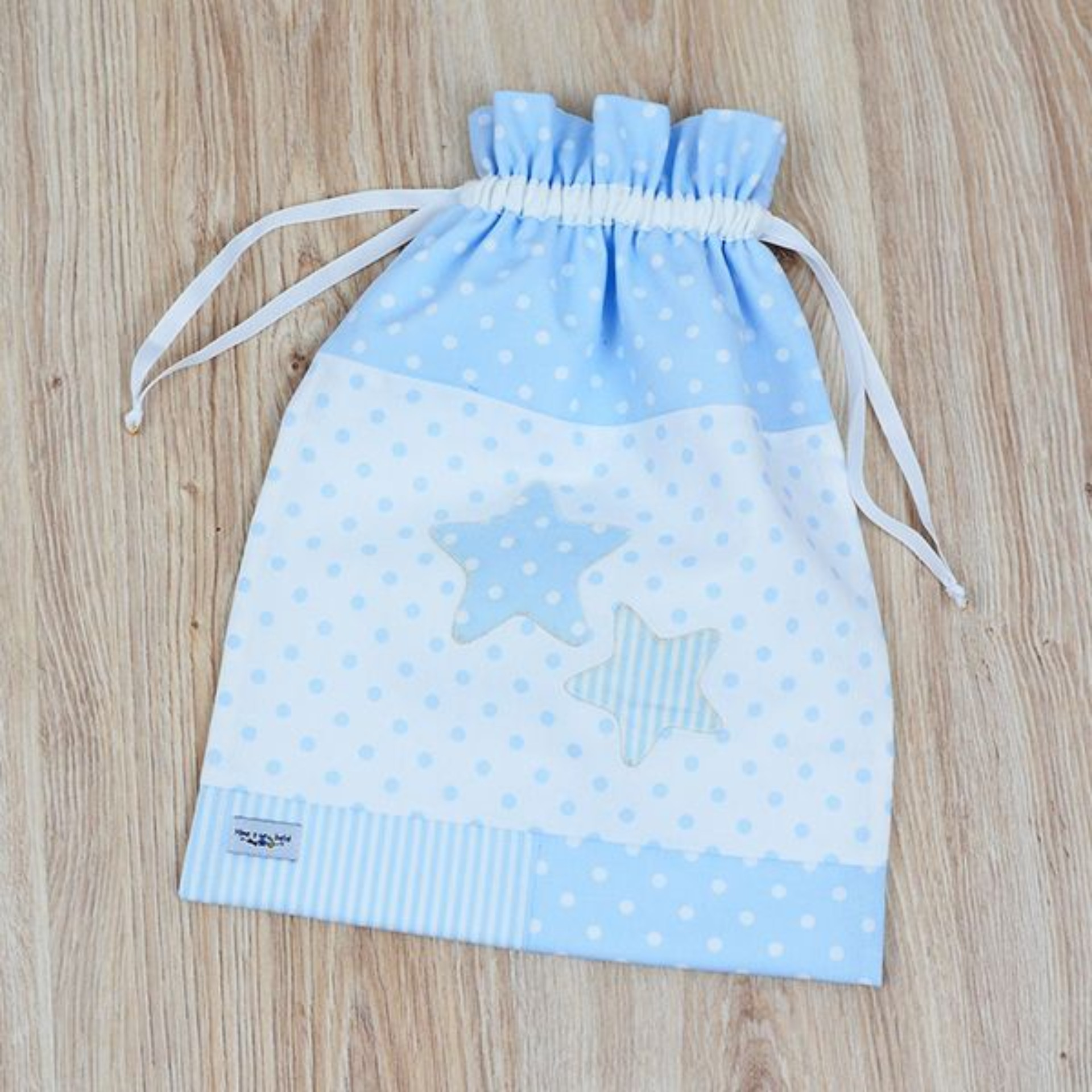 Saco Plastificado no Interior Be Star Patchwork Azul Beb�