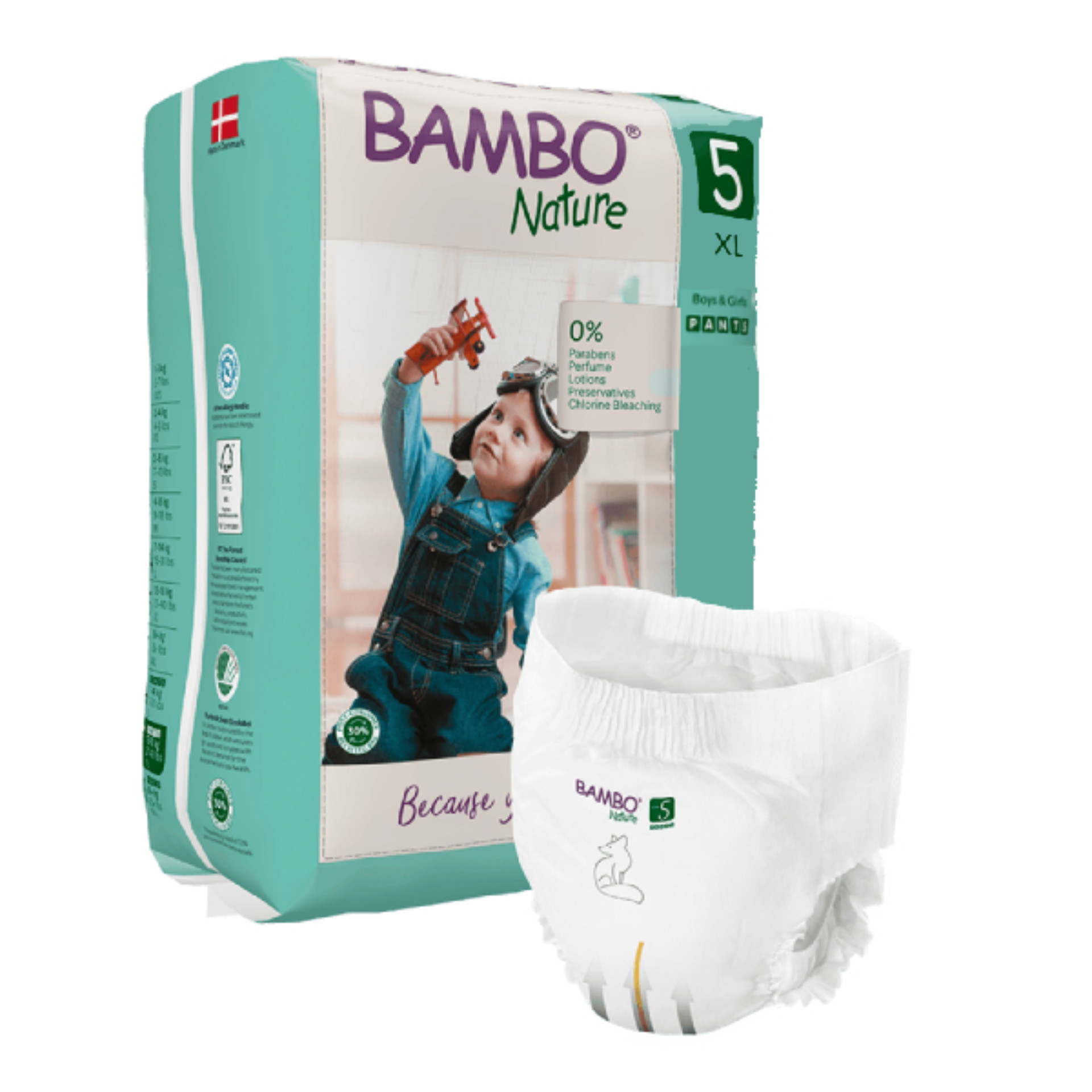 Bambo Nature Fraldas Cueca T5 11-17Kg - 19 Unidades