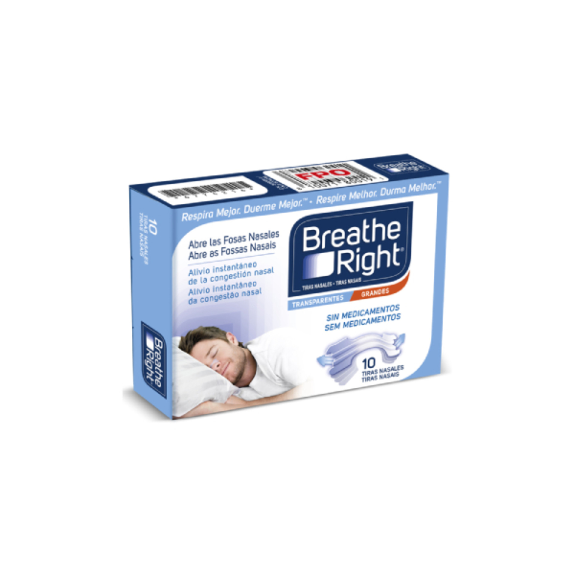 Breathe Right Tiras Nasais Grande Transparente