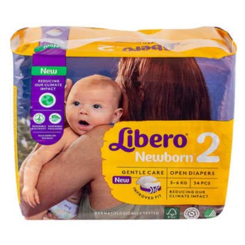 Libero Fraldas Newborn 2 3-6Kg - 34 Unidades