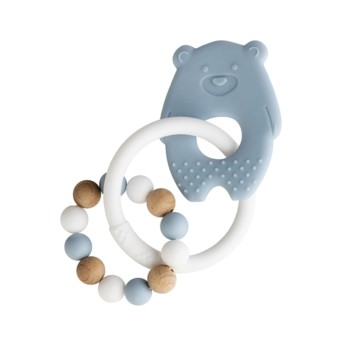 Nattou Roca Silicone Urso Azul Bolinhas