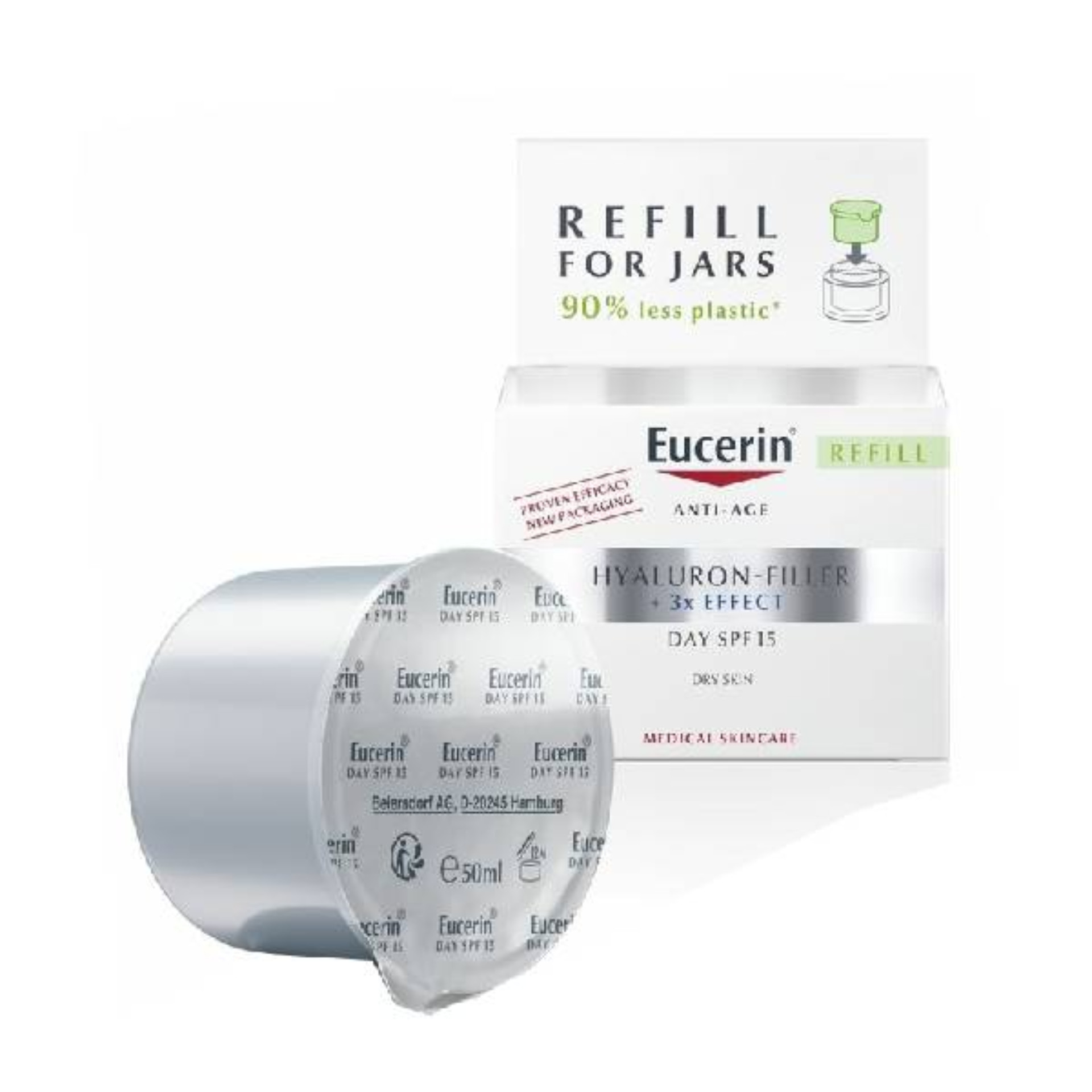 Eucerin Hyaluron-Filler 3x Effect Recarga Creme Dia FPS15 Pele Seca