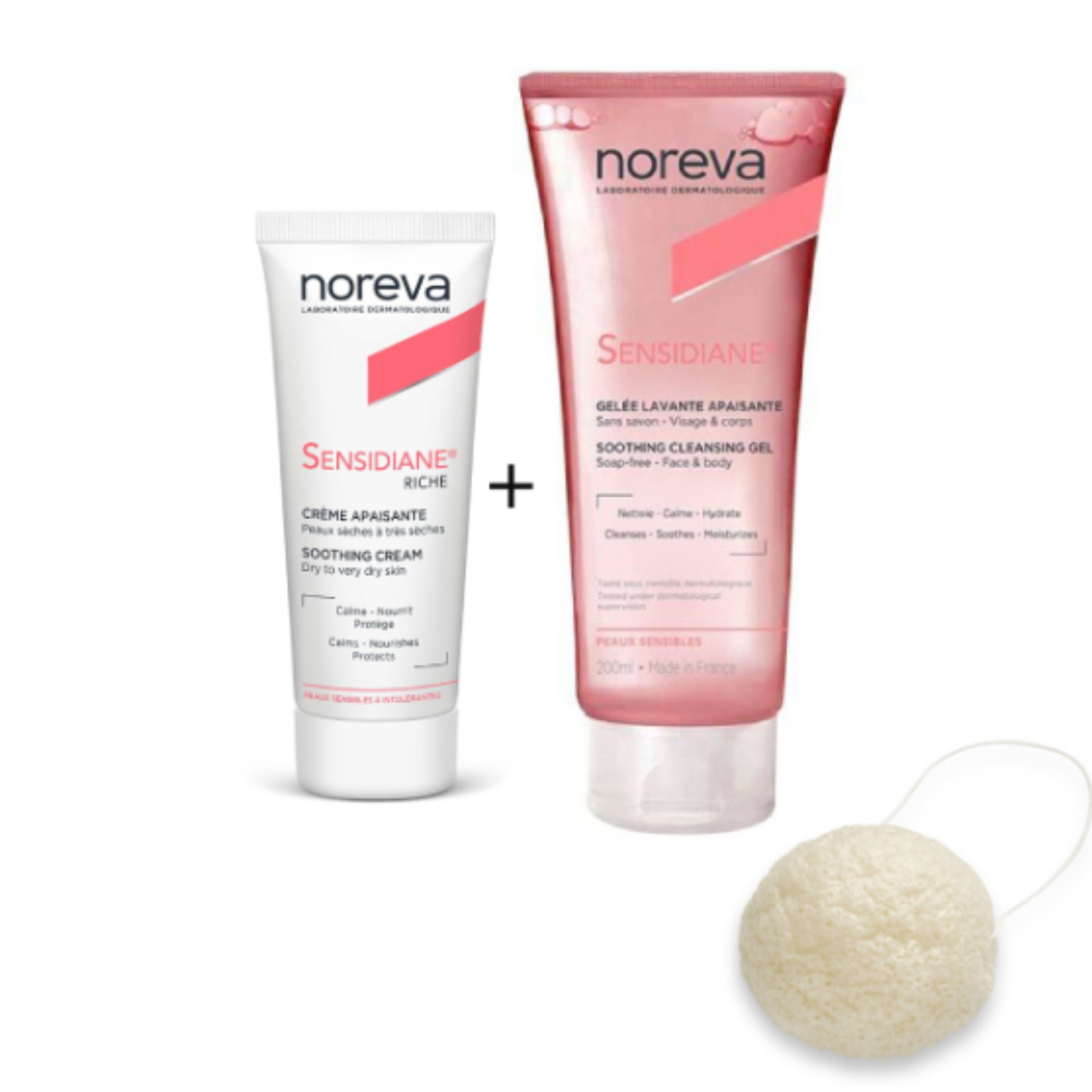 Noreva Sensidiane Pack Creme Rico + Geleia Lavante + Esponja Konjac
