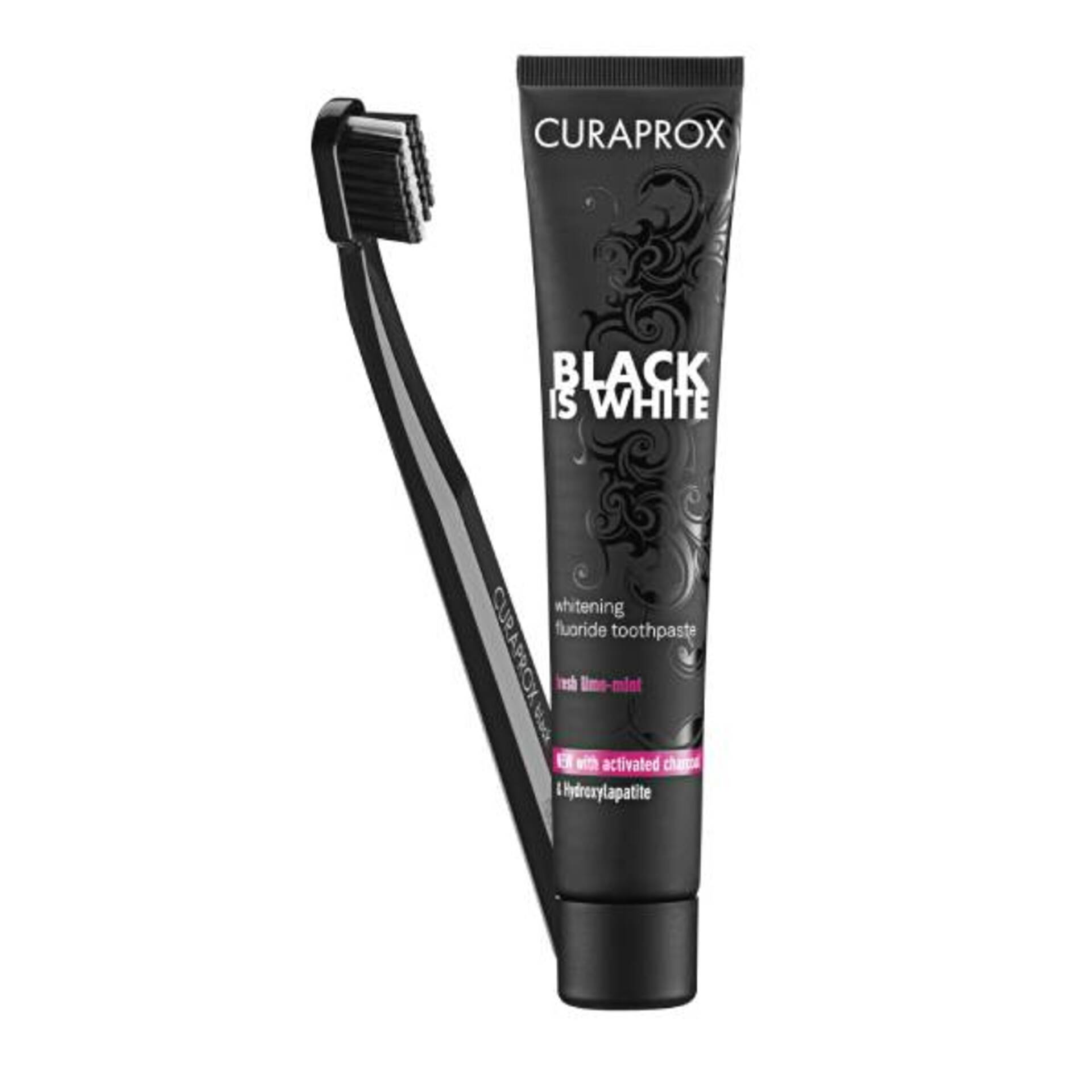 Curaprox Black is White Kit Pasta de Dentes + Escova