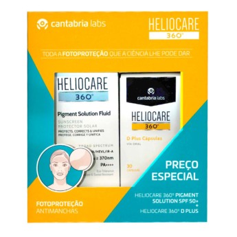 Heliocare 360 Pack (D Plus Cpsulas + Pigment Solution Fluid FPS50+)