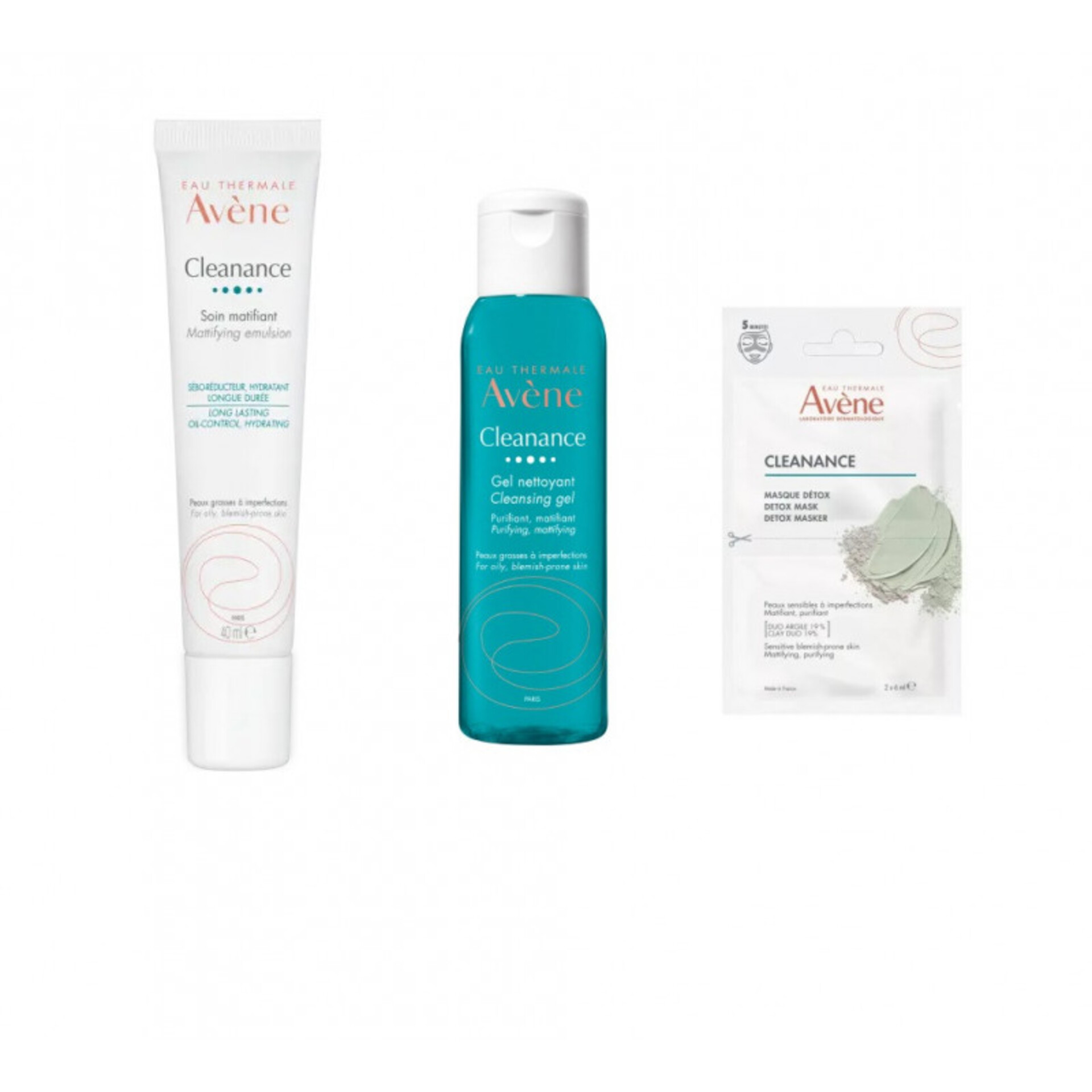 Avne Cleanance Cuidado Matificante + Oferta Gel de Limpeza (100ml) + Mscara Detox (2x6ml)