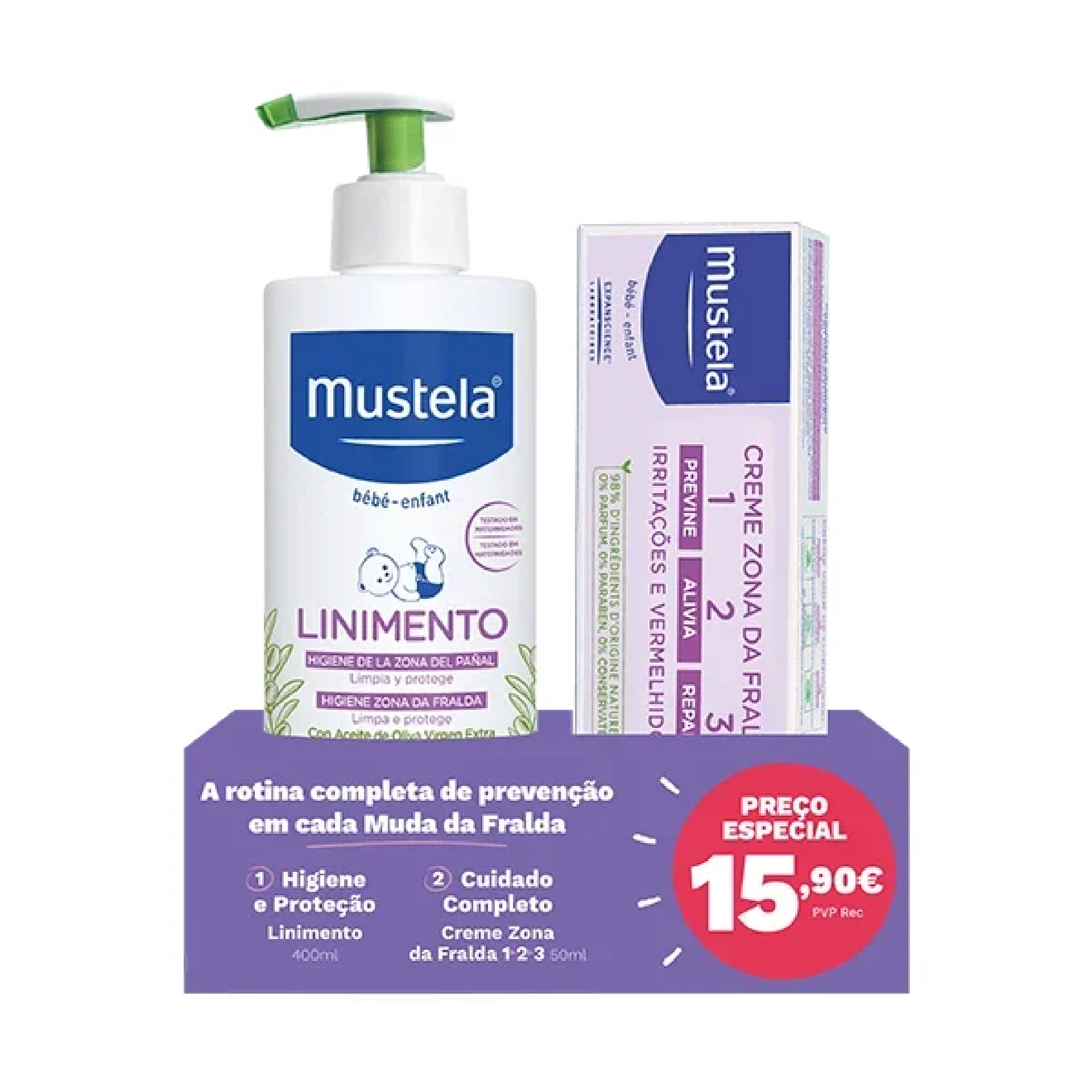 Mustela Linimento Higiene e proteo + Creme Muda Fraldas Preo Especial
