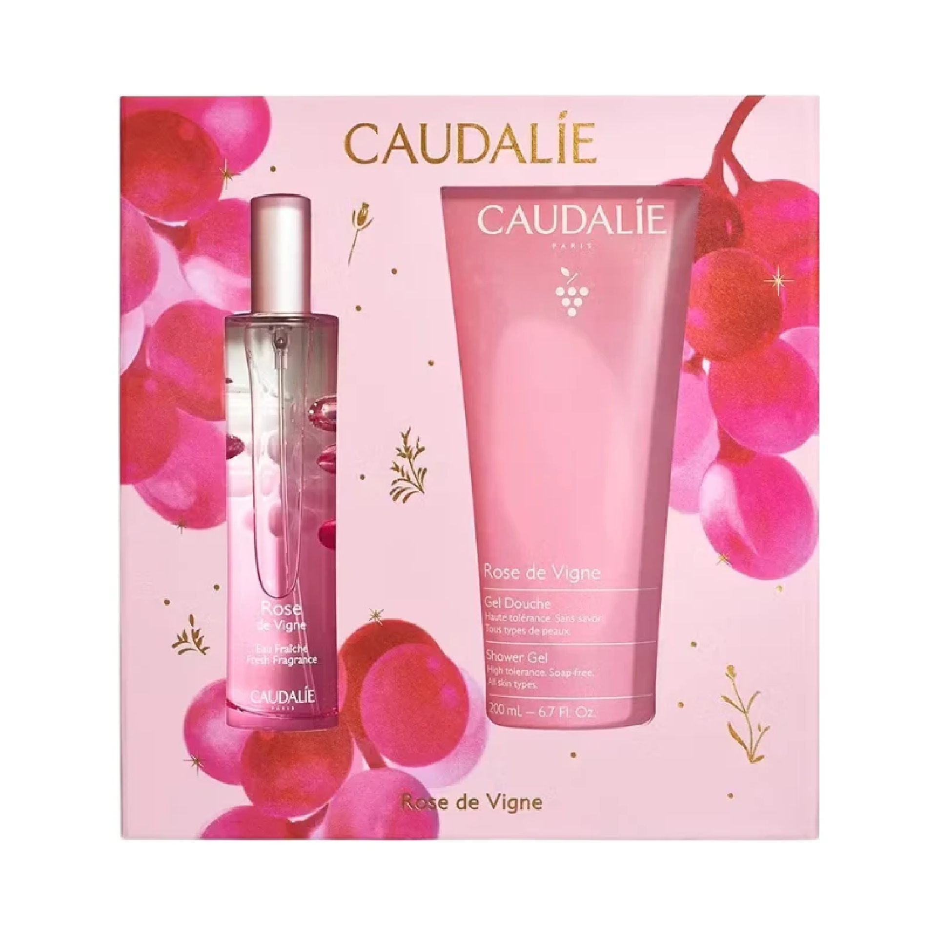 Caudalie Eau Frache Rose De Vigne + Gel Duche Coffret