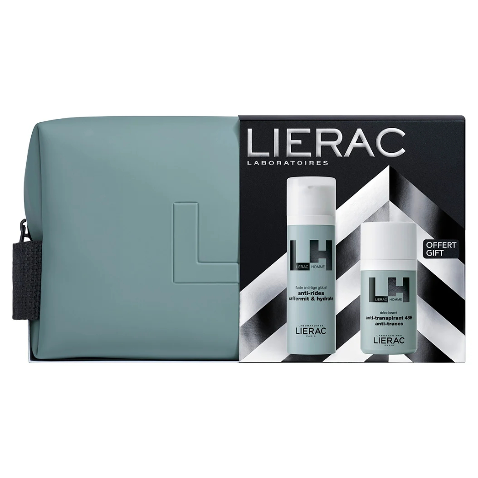 Lierac Homme Fludo Antienvelhecimento Global + Deo 48H Roll-On +BOLSA