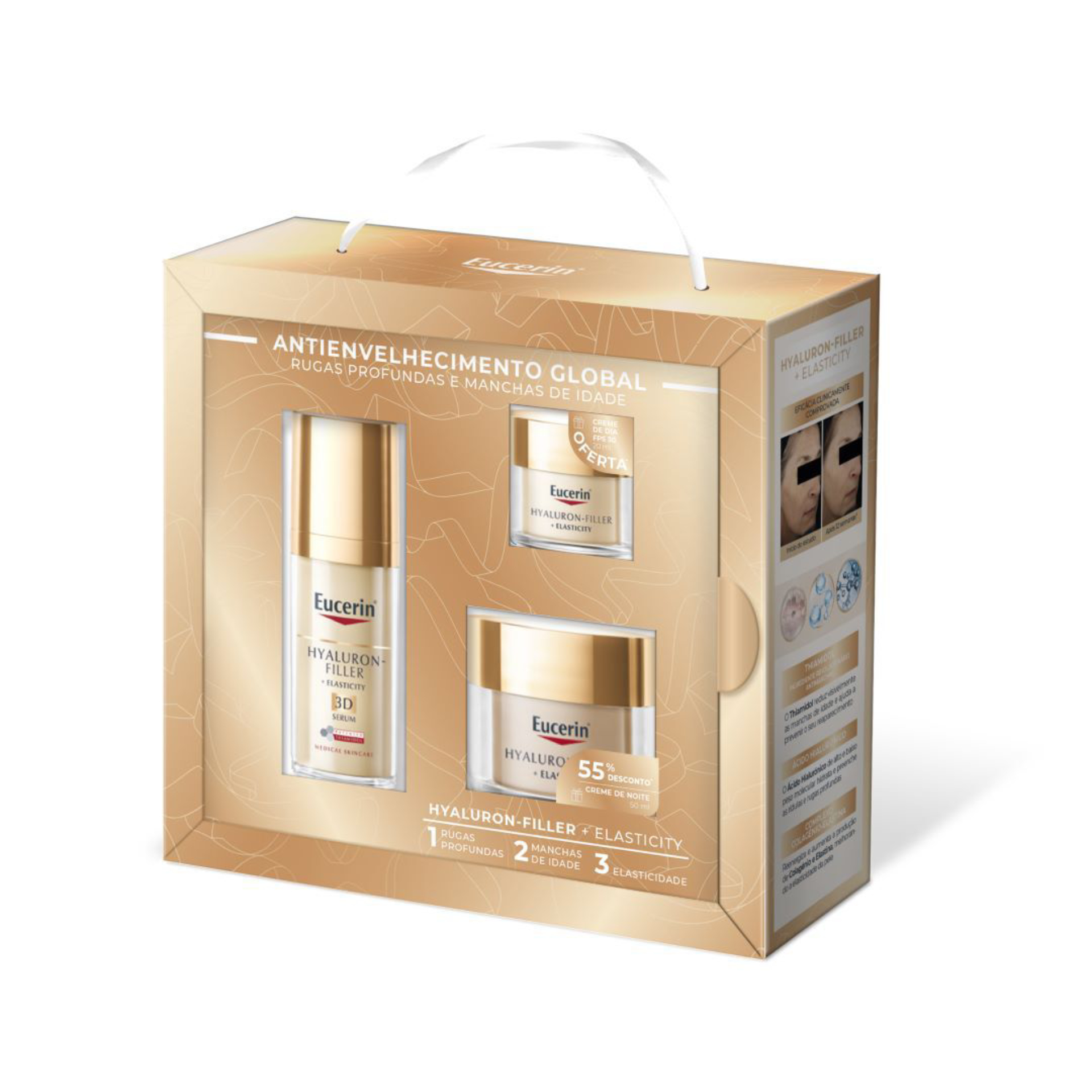 Eucerin Hyaluron-Filler+Elasticity Srum 3D + Creme Noite + Oferta Creme Dia FPS30 Coffret