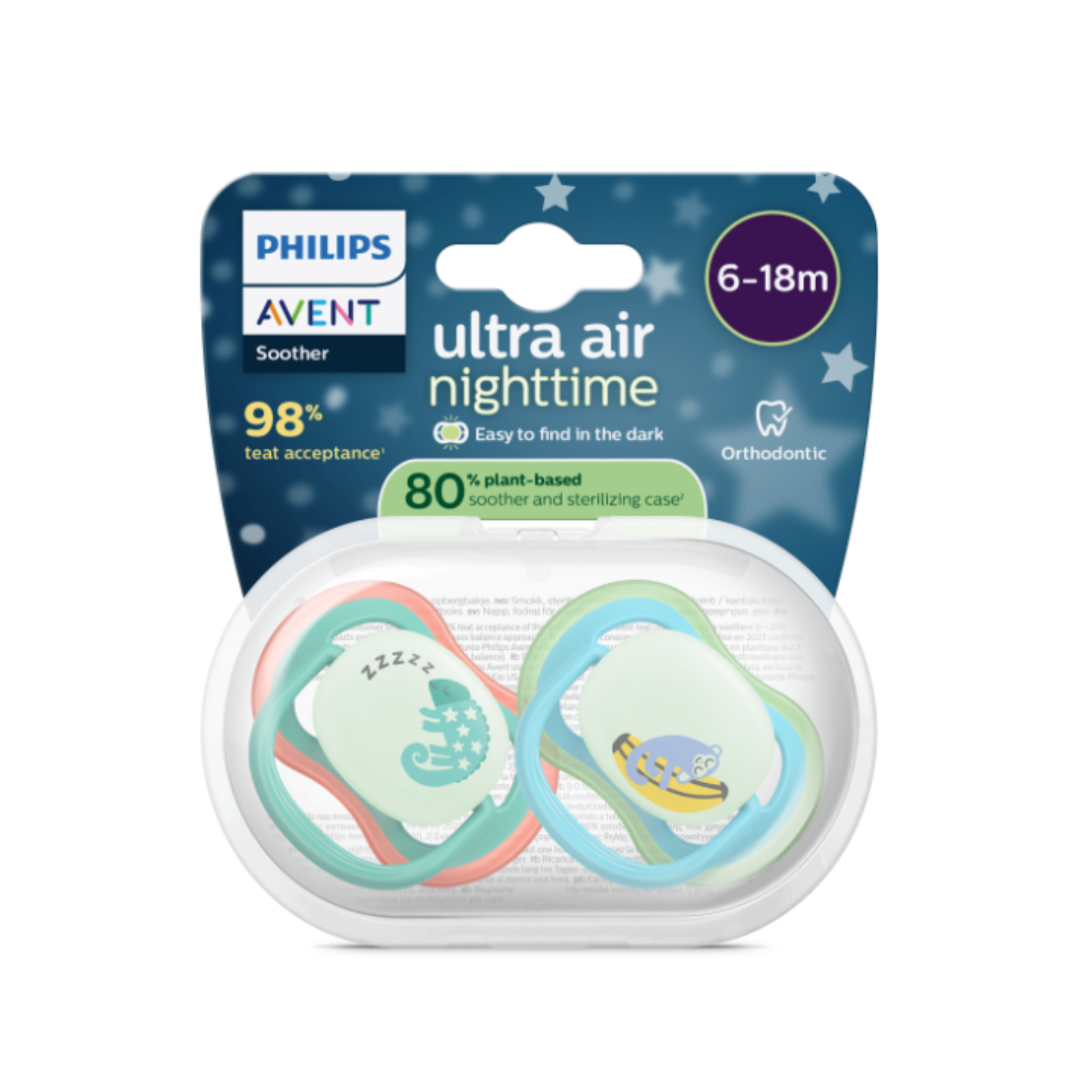 Philips Avent Chupetas Ultra Air Nighttime 6-18M 