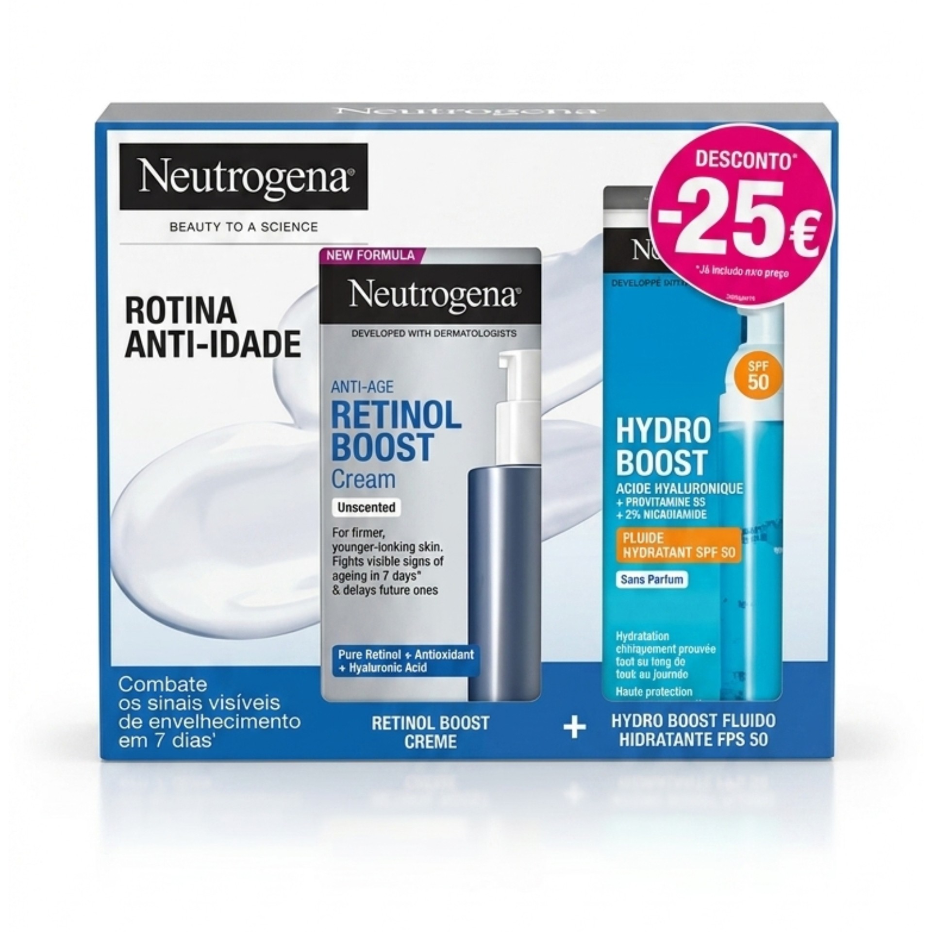 Neutrogena Retinol Boost Creme + Hydro Boost Flu�do Hidratante SPF50 Pack